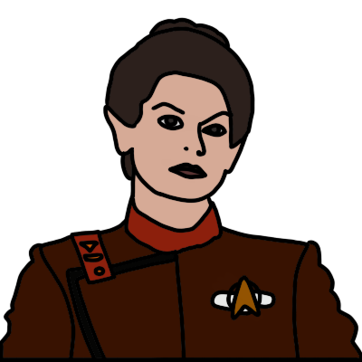 a drawing of the head and shoulders of Saavik from Star Trek: the Wrath of Khan.